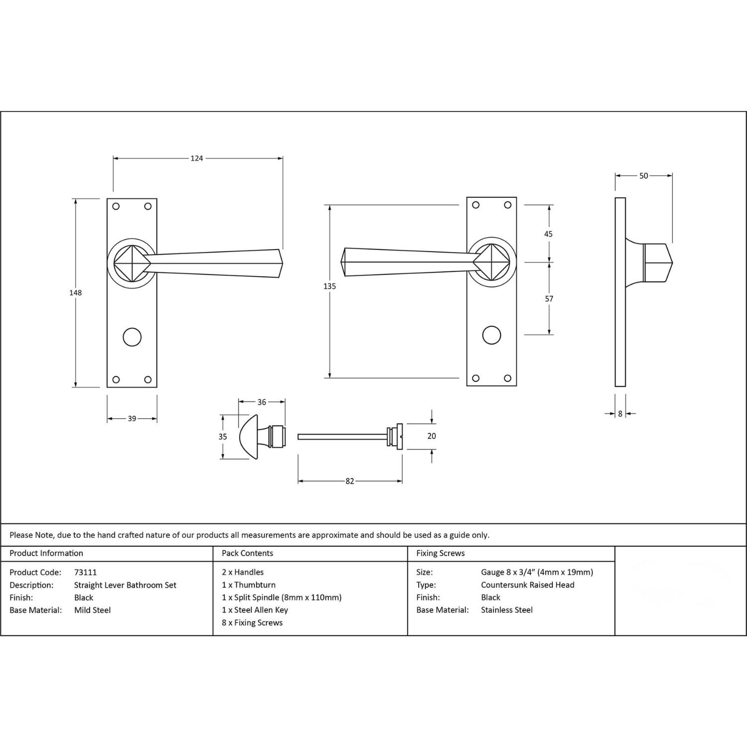 "Peregrine" Black Straight Lever Bathroom Set