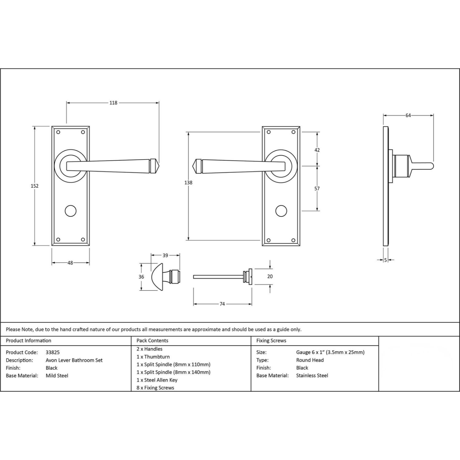 "Thornton" Black Finish Lever Handle With Thumb Lock