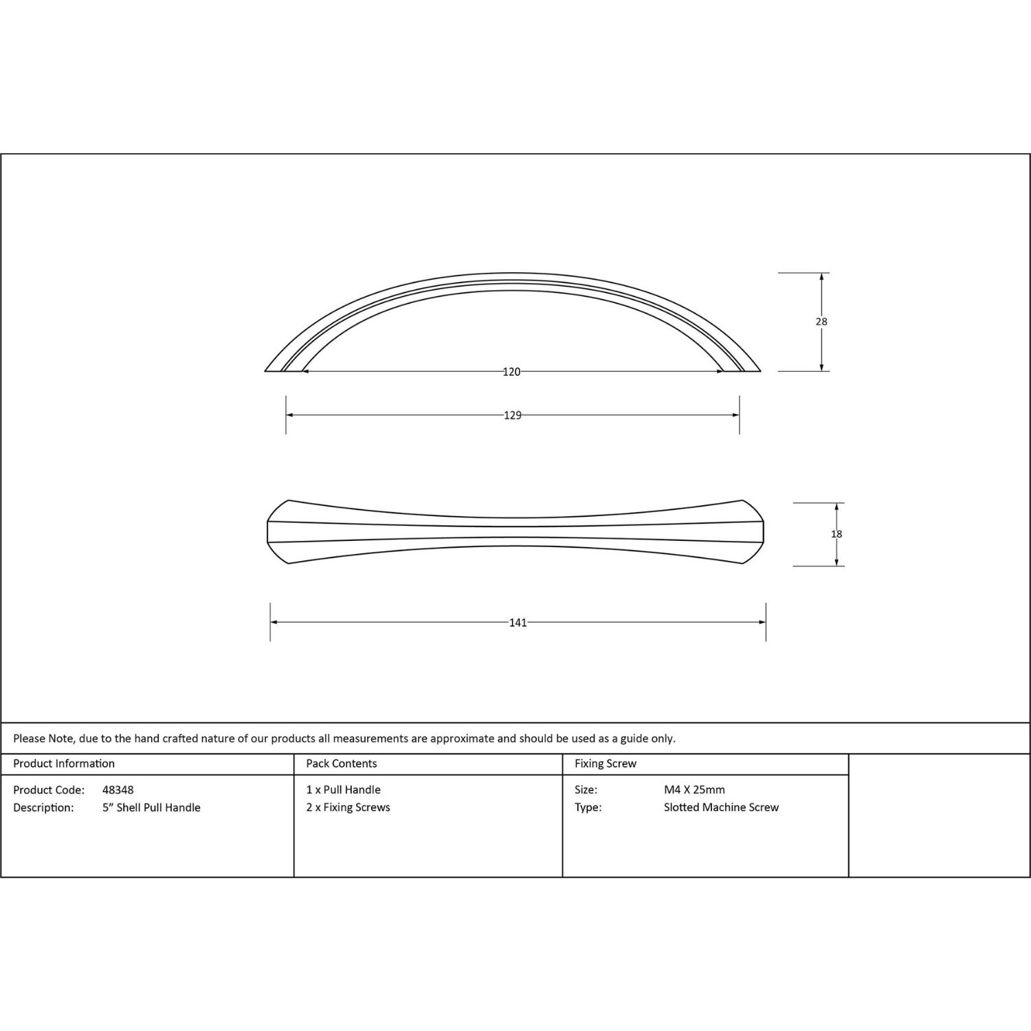 5" Curved Shell Pull Handle - Black