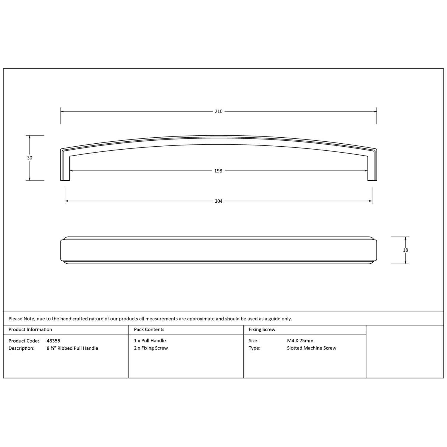 8.25" Linear Bridge Pull Handle - Black