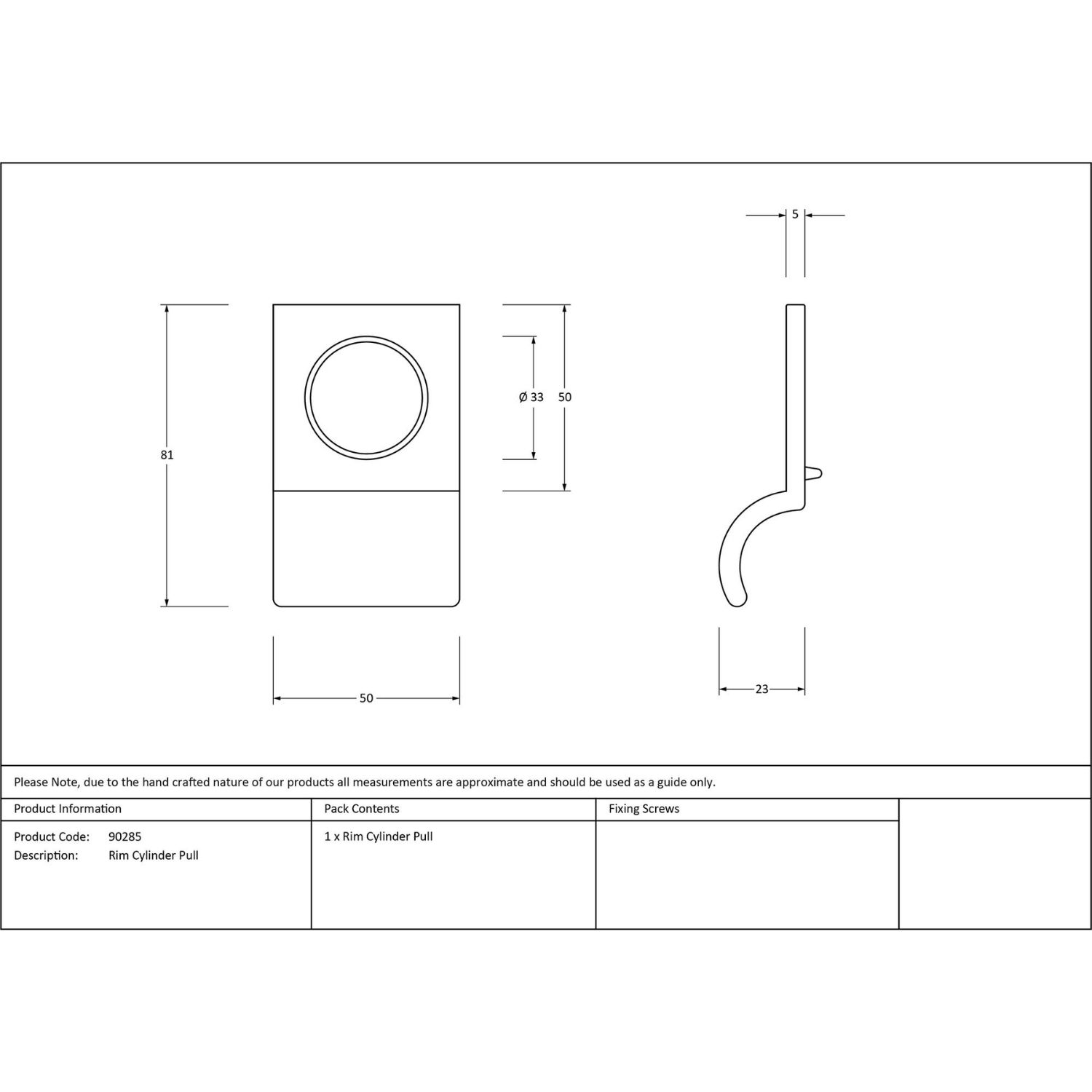 Contemporary Curved Rim Cylinder Pull - Polished Stainless Steel