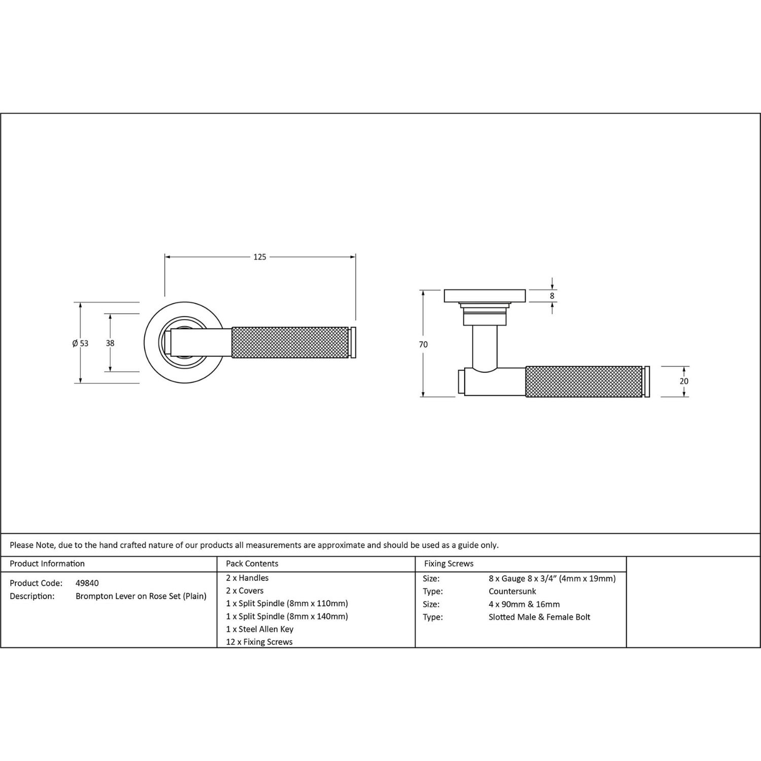 Knurled Sprung Handle Set on a Round Rose - Satin Stainless Steel