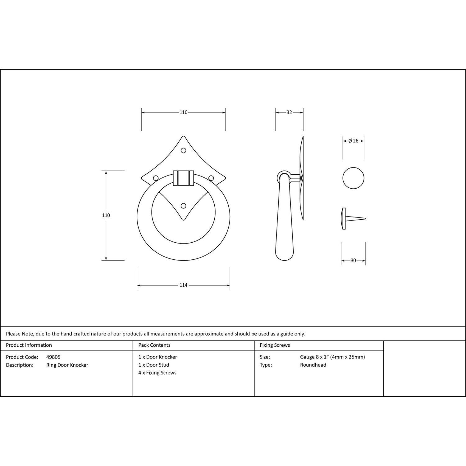 "Lorien" Ring Door Knocker - Satin Stainless Steel