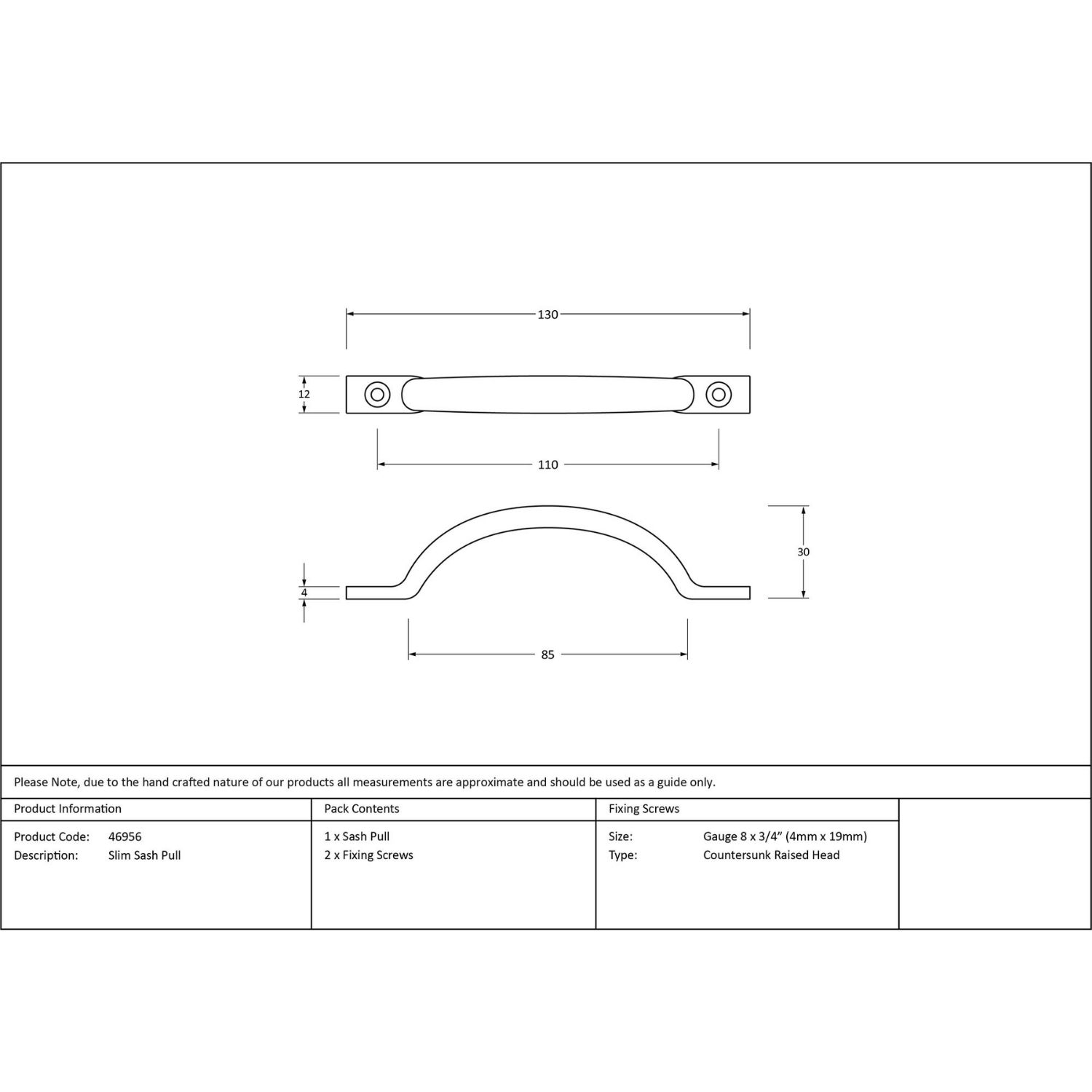 Slim Sash Window Lift Pull Handle - Polished Nickel