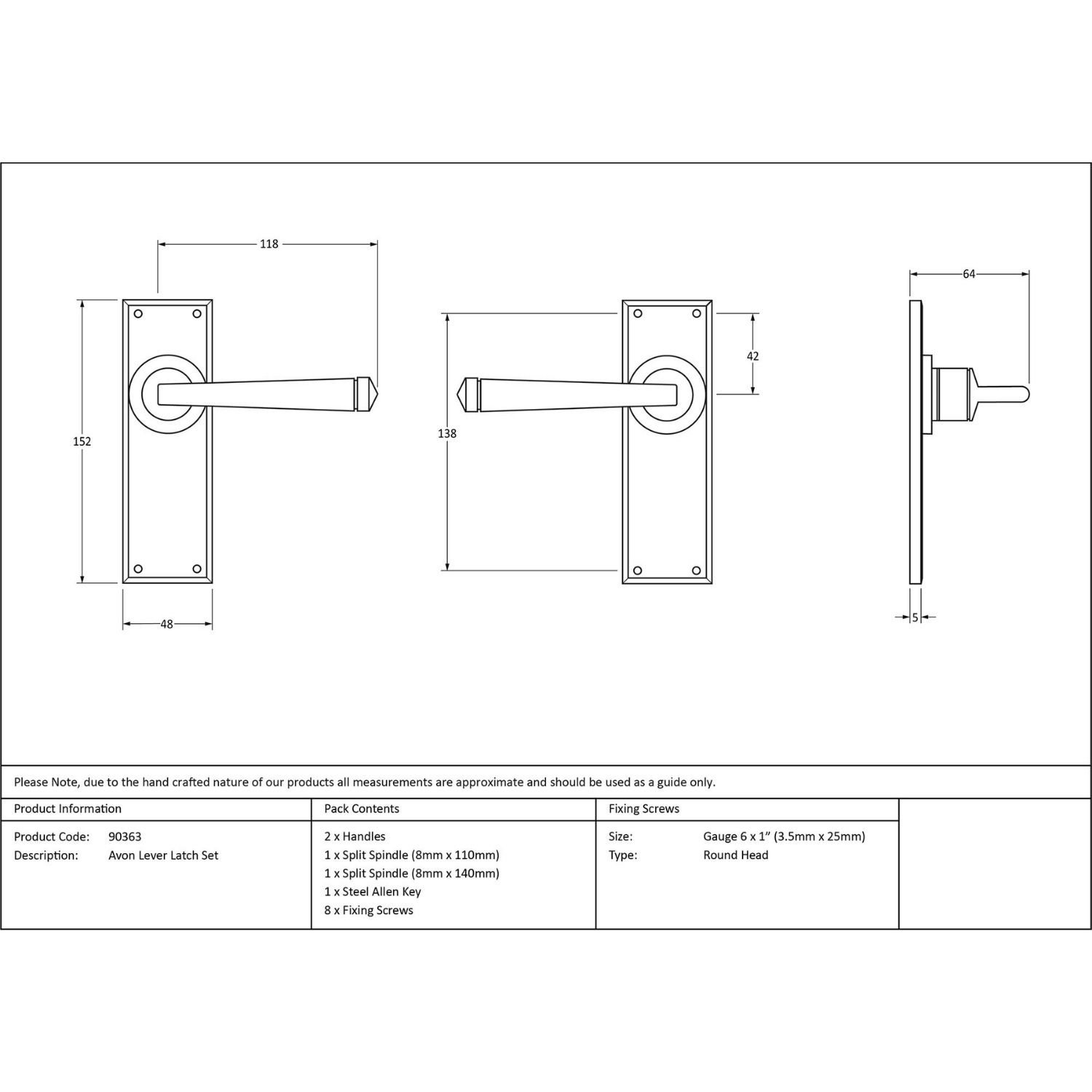 Valen Lever Latch Door Handle Set - Satin Stainless Steel
