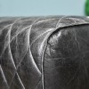 Close up of leather on 'The Yale' Dark Mango Wood & Black Leather 