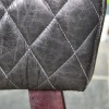 Visible stitching on 'The Yale' Dark Mango Wood & Black Leather 