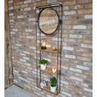 Industrial Fir Wood & Metal Wall Unit with Mirror