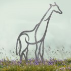 Natural Steel Contemporary Giraffe Silhouette in Situ