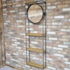 Industrial Fir Wood & Metal Wall Unit with Mirror in Situ