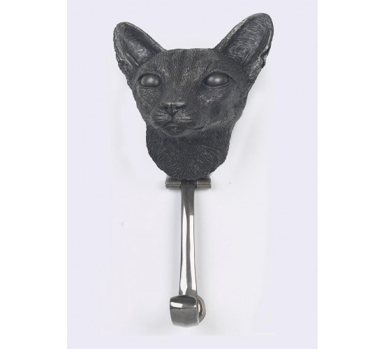 Siamese Chrome Cat Door Knocker | Black Country Metalworks