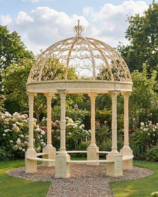 Deluxe Wrought Iron "Aurelia" French Cream Gazebo