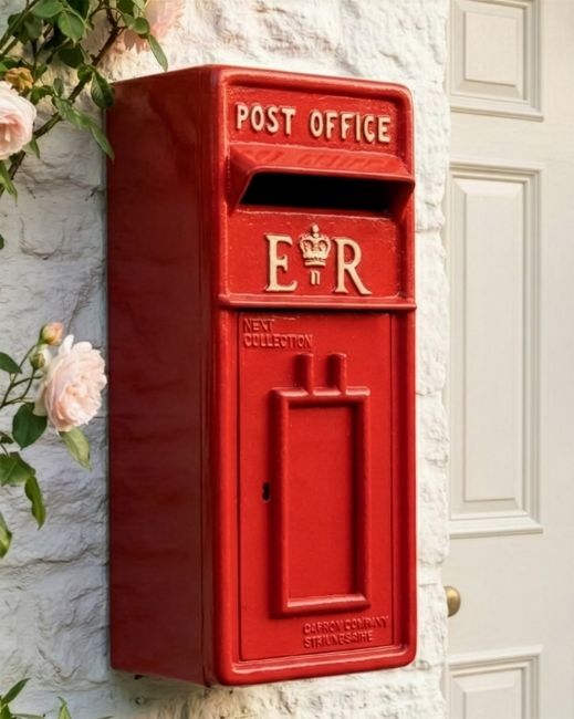 -Red & Gold "Newland" Elizabeth Regina Post Box digital illustration