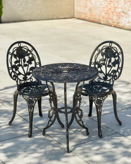 Cast Aluminium "Bouquet" Bronze Two Seater Bistro Set Cast Aluminium "Bouquet" Bronze Two Seater Bistro Set