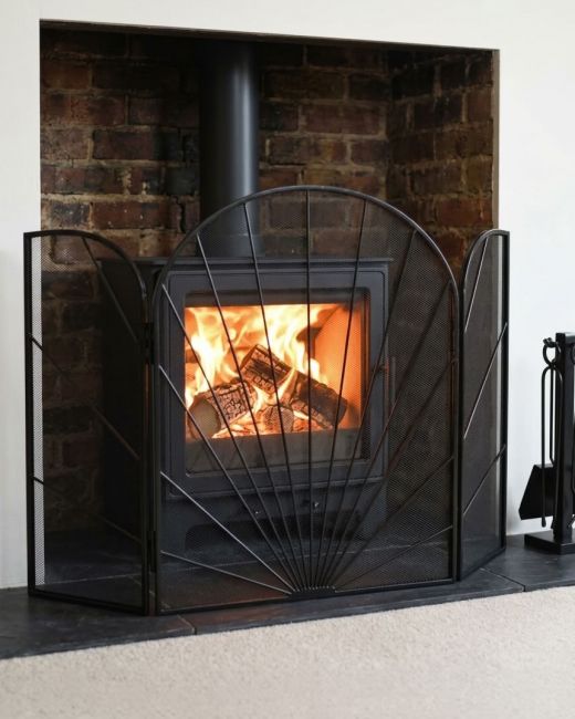 Black "Art Deco" Three-Fold Fireguard Black "Art Deco" Three-Fold Fireguard