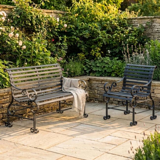 Robust "Chatham" One & Two Seater Park Bench Combo - Black