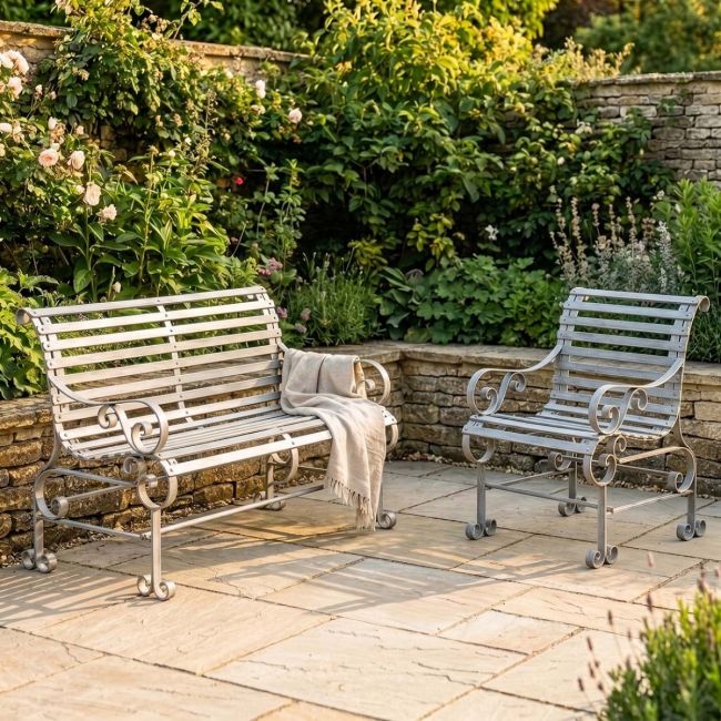 Robust "Chatham" One & Two Seater Park Bench Combo - Grey