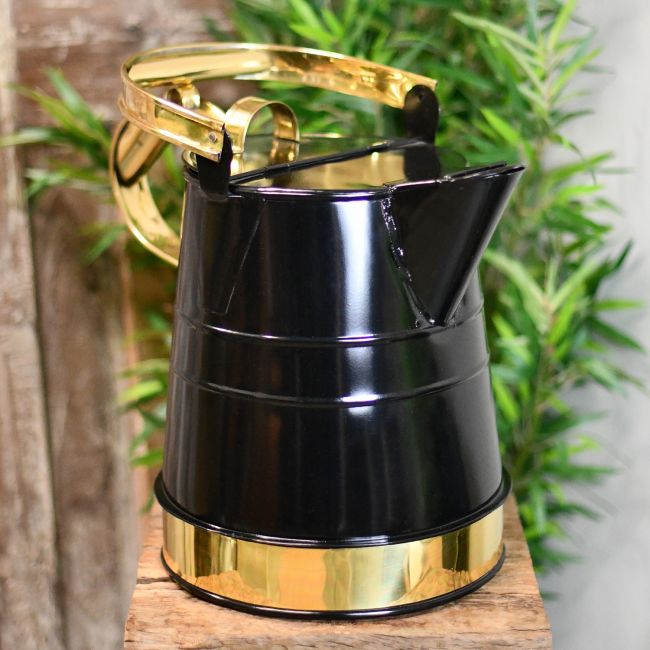 Black & Polished Brass Narrowboat Watering Can Black & Polished Brass Narrowboat Watering Can