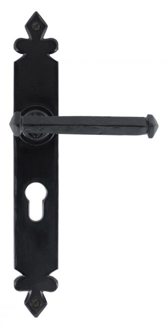 Tudor Lever Euro Lock Set Black Iron