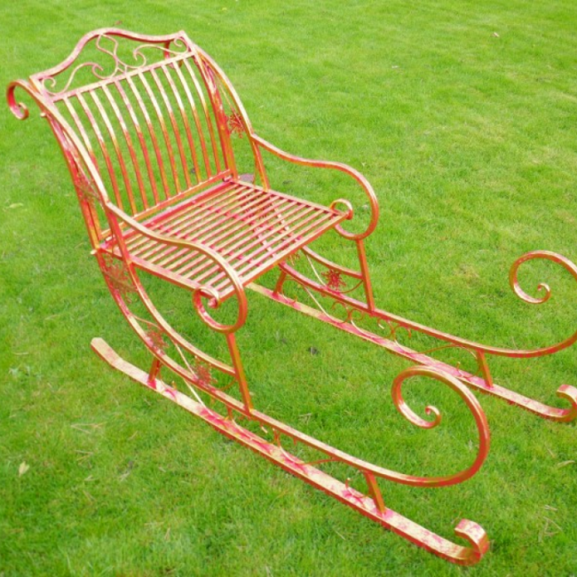 Giant Red Metal Christmas Sleigh  Giant Red Metal Christmas Sleigh