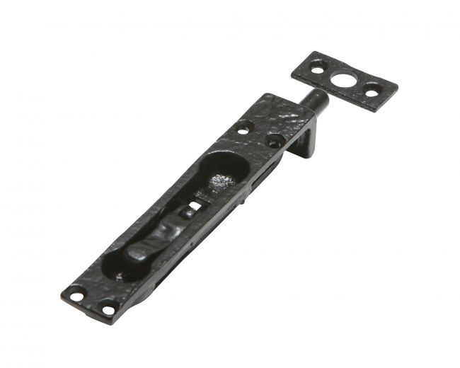 6" Traditional Black Iron Flush Lever Action Door Bolt 6" Traditional Black Iron Flush Lever Action Door Bolt