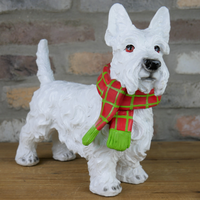 Christmas Scottie Dog Sculpture  Christmas Scottie Dog Sculpture
