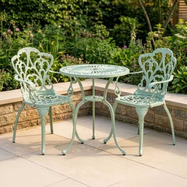 Mint Green Cast Aluminium "Classic Victoria" Two Seater Bistro Set Digital Illustration Mint Green Cast Aluminium "Classic Victoria" Two Seater Bistro Set Digital Illustration