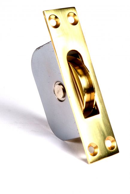 Large Brass Plate Sash Pulley Wheel Large Brass Plate Sash Pulley Wheel