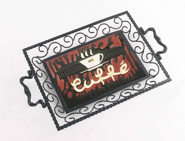 ’Espresso’ Iron & Ceramic Tray
