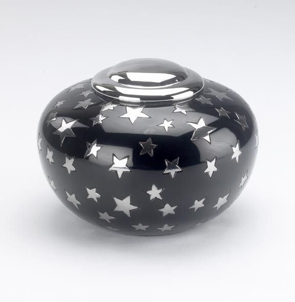 Medium black and silver star urn