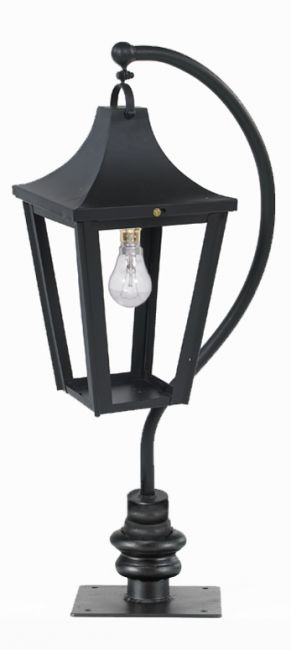 Swan Neck Pillar & Lantern in Black