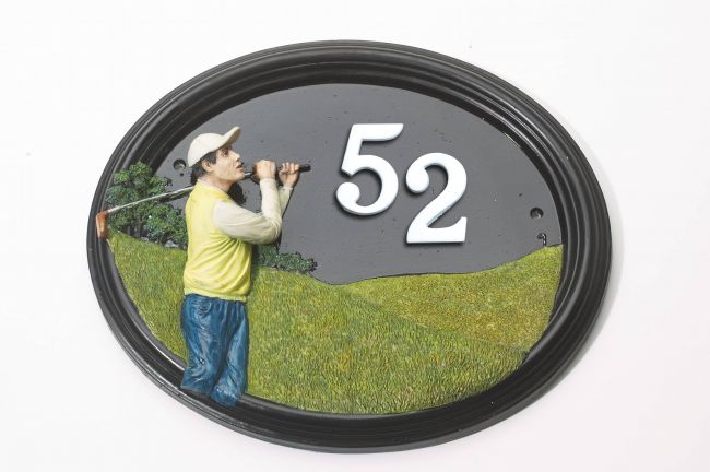 "Swinley Hill" Hand Painted Golfer House Sign