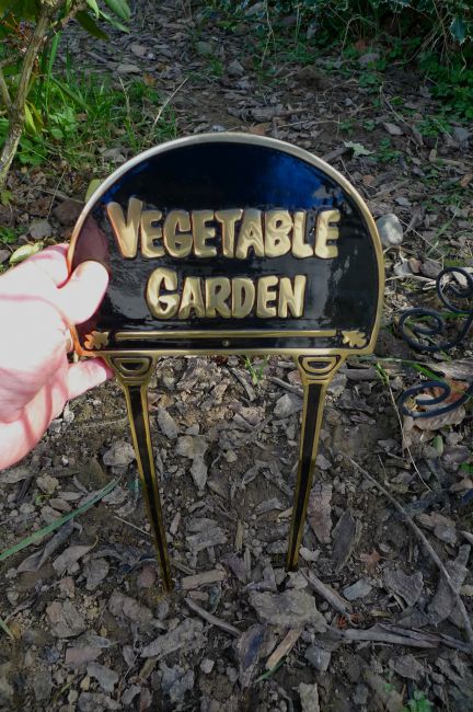 Solid brass & black "Vegetable Garden" Lawn Sign