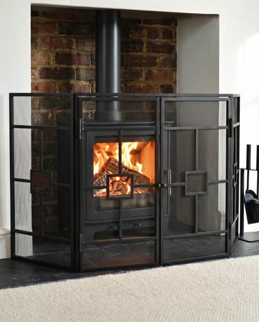"Art Deco" Three Fold Fireguard With Door in Situ "Art Deco" Three Fold Fireguard With Door in Situ