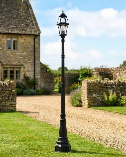 "Atlas" Traditional Black Garden Lamp Post - 2.9m digital illustration