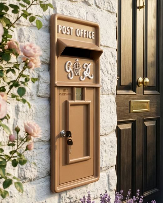 "Autumn Leaves" King George Rex Post Box Front digital illustration