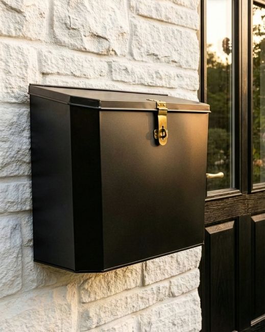 "Billingsgate" Large Secure Parcel Box - Polished Brass digital illustration