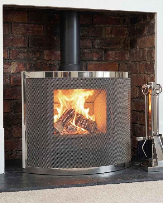 Bespoke Brushed Steel Framed Fire Guard