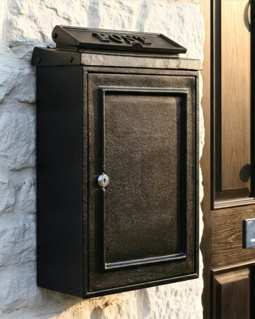 "Charlton Grange" Black Simplistic Wall Mounted Post Box digital illustration