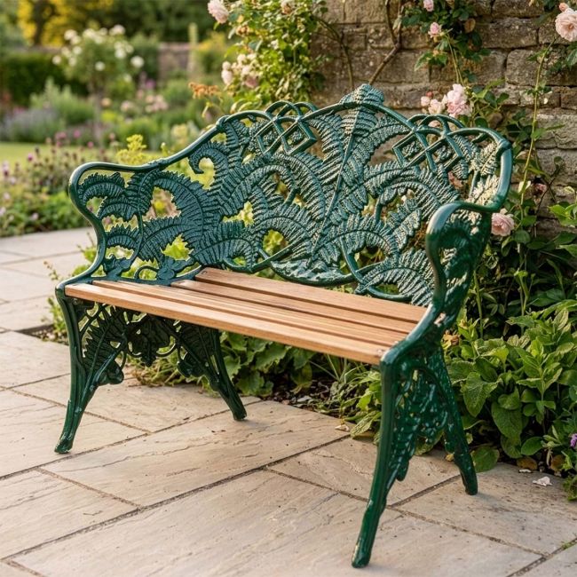 "Coalbrookdale" Cream Two Seater Garden Bench in Situ Digital Illustration "Coalbrookdale" Cream Two Seater Garden Bench in Situ Digital Illustration