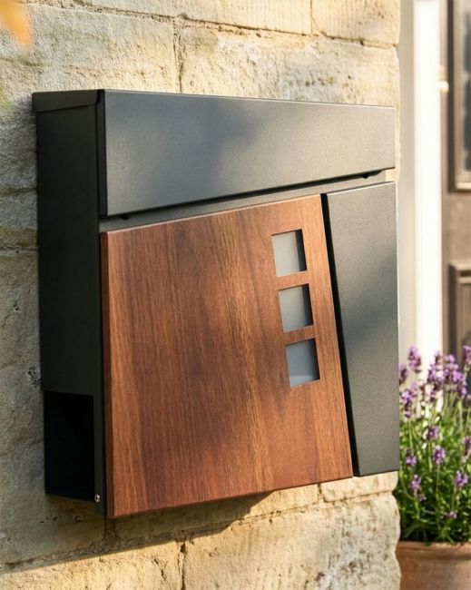 "Elmsgate" Anthracite Grey Modern Wall Mounted Post Box digital illustration