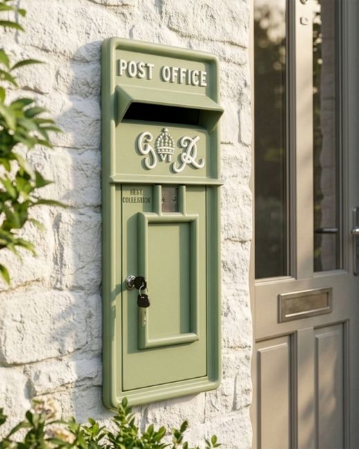 "Forest Green" King George Rex Post Box Front digital illustration