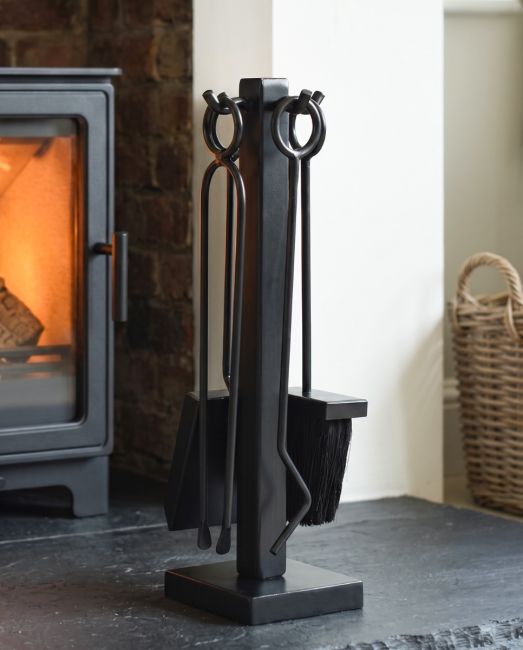 "Francisco" Black Contemporary Fireside Companion Set 40cm in Situ "Francisco" Black Contemporary Fireside Companion Set 40cm in Situ