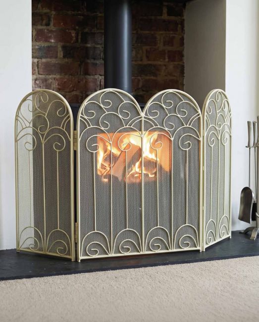 "French Victoriana" Cream Fire Screen - Thumbnail "French Victoriana" Cream Fire Screen - Thumbnail