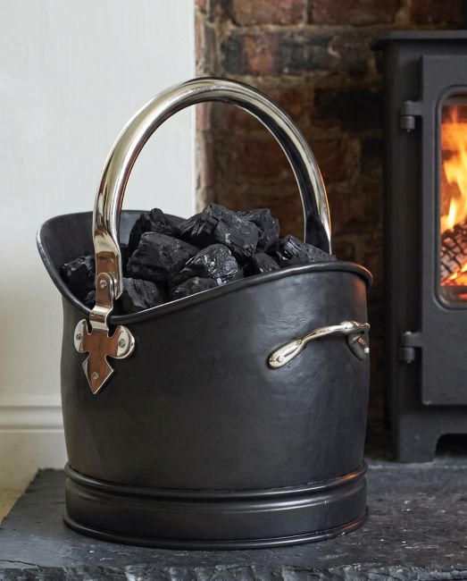 "Hinswick" Victorian Black Iron and Nickel Coal Bucket - Small "Hinswick" Victorian Black Iron and Nickel Coal Bucket - Small