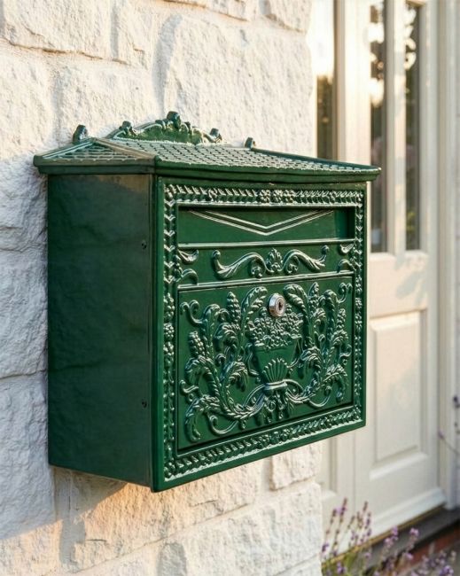 "Horncastle Abbey" Green Wall Mounted Post Box digital illustration
