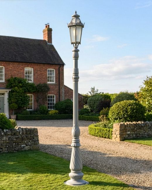 "Ivywood" 3m Matt Grey Traditional Lamp Post in Situ