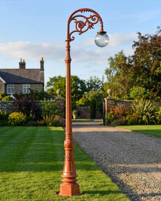 "Lady Arabella" Antique Red Ornate Cast Iron Globe Lamp Post 2.5m digital illustration copy