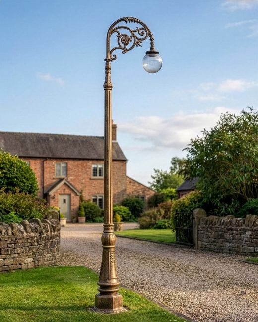 "Lady Athena" Deluxe Antique Gold Ornate Cast Iron Globe Lamp Post 3m digital illustration "Lady Athena" Deluxe Antique Gold Ornate Cast Iron Globe Lamp Post 3m digital illustration
