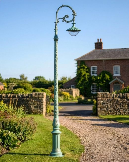 Antique Blue Deluxe Cast Iron Victorian Lamp Post 3.1m
